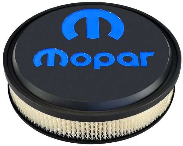 MOPAR SLANT EDGE AIR CLEANER  KIT. BLACK CRINKLE BLUE EMBLEM