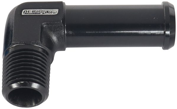90 DEG 1/8" NPT TO 3/8" BARB  BLACK 90 DEG MALE TO MALE