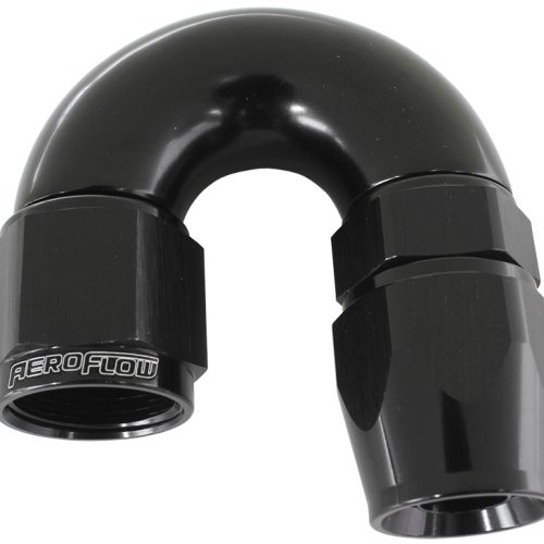180 DEG -6AN FULL FLOW TEFLON HOSE END BLACK 1 PIECE FULLFLO