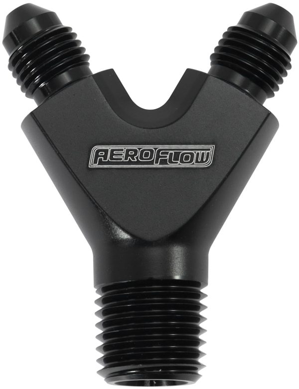1/8" NPT Y BLOCK TO 2 x -3AN  MALE FITTINGS NITROUS NOS BLAC