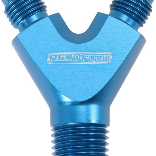 1/4″ NPT Y BLOCK TO 2 x -3AN  MALE FITTINGS NITROUS NOS BLUE