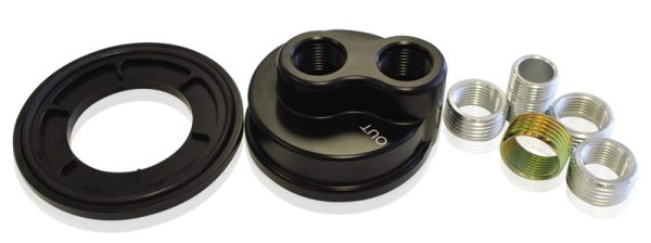 BILLET REMOTE BLOCK ADAPTER.  SUIT 2-1/2"- 3-1/4 FILTER. UNI