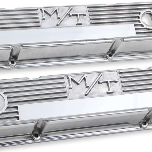CHEV S/B (M/T) VALVE COVERS   POLISHED WITH M/T LOGO