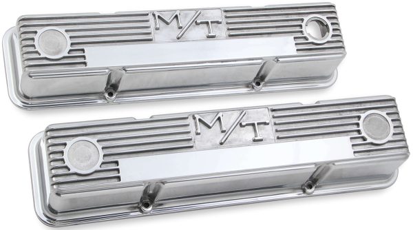 CHEV S/B (M/T) VALVE COVERS   POLISHED WITH M/T LOGO