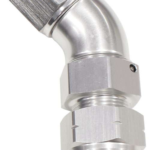 1/4″ TUBE 45 DEG FEMALE -4AN  SILVER SWIVEL NUT WITH OLIVE