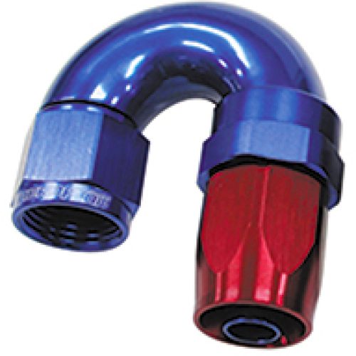 180 DEG HOSE END -08AN BLUE   FULL FLOW TAPER STYLE