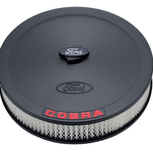 FORD COBRA  AIR CLEANER BLACK CRINKLE RED EMBLEM 13″ X 2-5/8