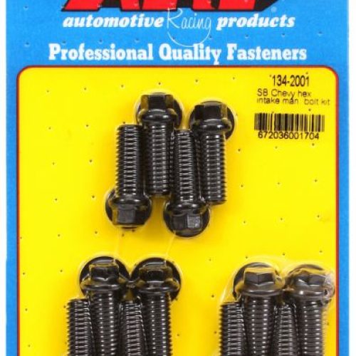 SB CHEV 350 INTAKE MANIFOLD   BOLTS EARLY BLK HEX