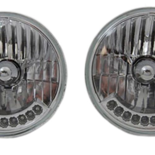 7″ HEADLIGHT WITH LED TURN    SIGNAL CLEAR LENS AMBER LEDS