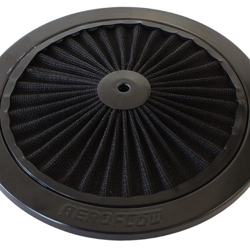 9″ BLACK FULL FLOW TOP PLATE  BLACK COTTON HI FLOW & FILTRAT