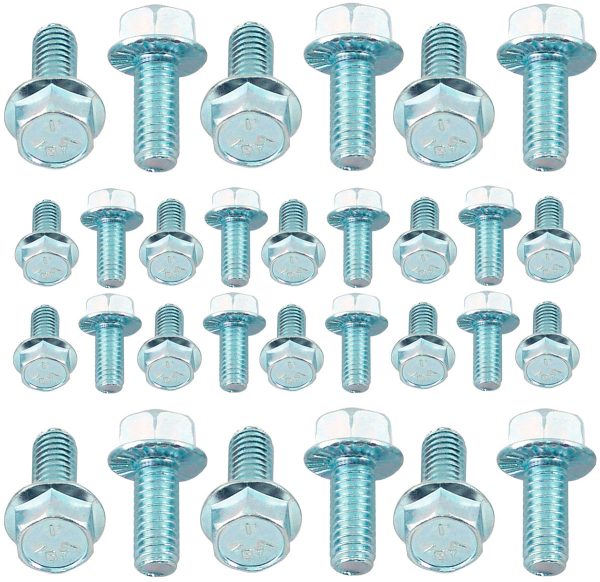 SBF SELF LOCKING OIL PAN BOLT SET. HEX HEAD ZINC STEEL