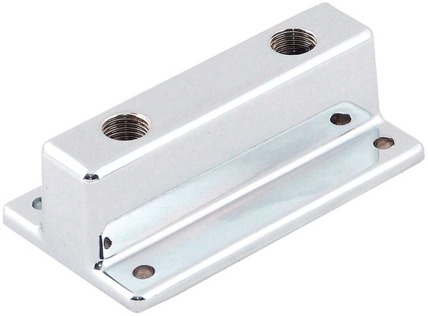 CHROME DUAL OUTLET FUEL BLOCK 1 x 3/8 NPT IN & 2 x 1/4 NPT