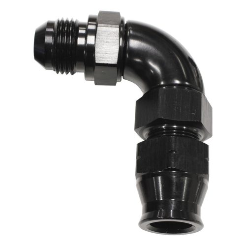 1/4″ TUBE 90 deg male -4AN    BLACK SWIVEL NUT WITH OLIVE