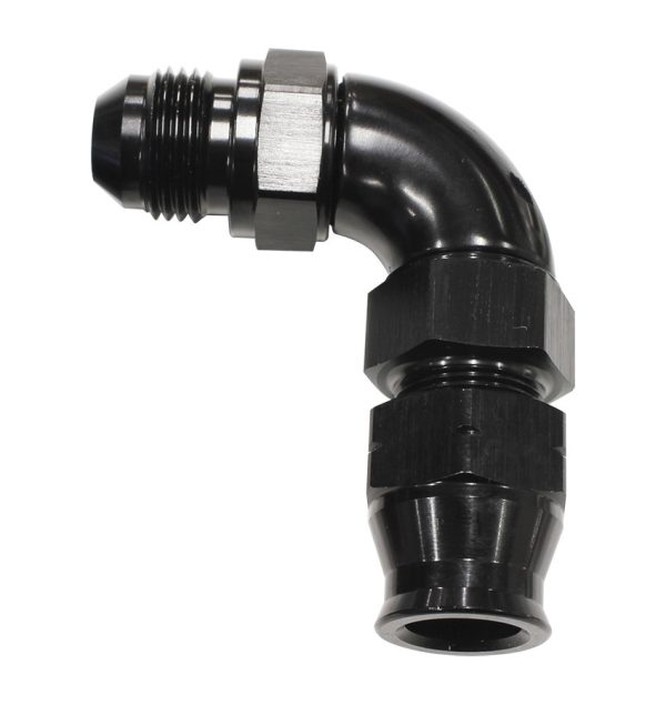 1/4" TUBE 90 deg male -4AN    BLACK SWIVEL NUT WITH OLIVE