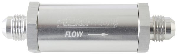 -6AN TURBO INLINE OIL FILTER  SILVER 30 MICRON WASHABLE