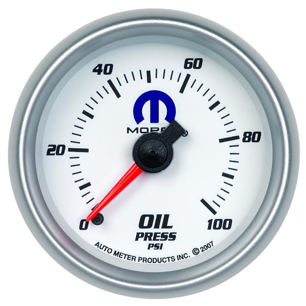 2-1/16" MECH OIL PRESS 100PSI BLUE MOPAR LOGO, WHITE FACE