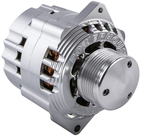 CVR BILLET 200 AMP ALTERNATOR 1 WIRE, 6 GROOVE PULLEY CLEAR