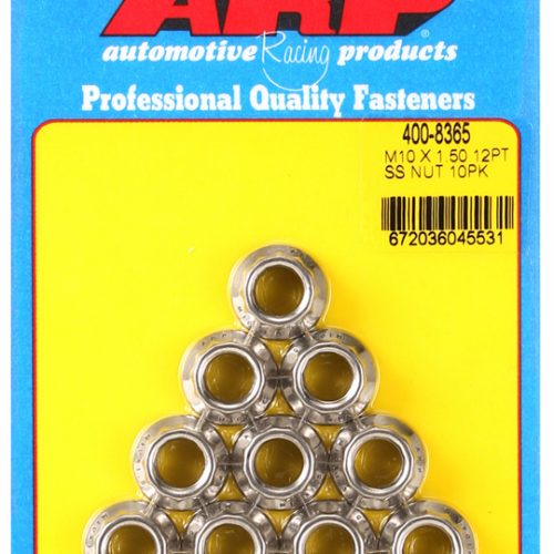 SS 12PT NUTS M10x1.50 (10)    12mm WRENCH, .700″ COLLAR