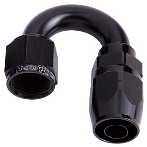 ALLOY 180 DEG HOSE END -10AN  BLACK CUTTER STYLE FULL SWIVEL