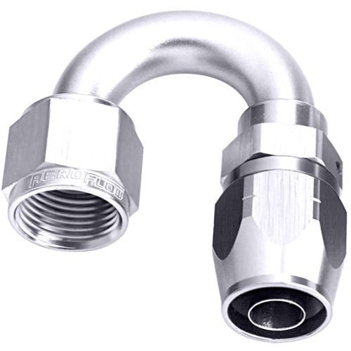 ALLOY 180 DEG HOSE END -10AN  SILVER CUTER STYLE FULL SWIVEL