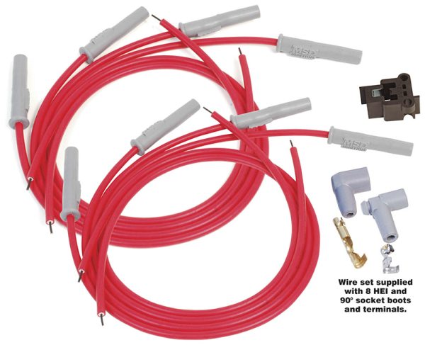UNIVERSAL RED STRAIGHT SPARK  PLUG LEADS POINTS & HEI SUPER
