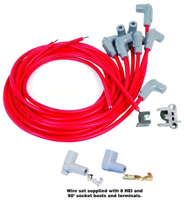 UNIVERSAL RED 90 DEG SPARK    PLUG LEADS POINTS & HEI SUPER