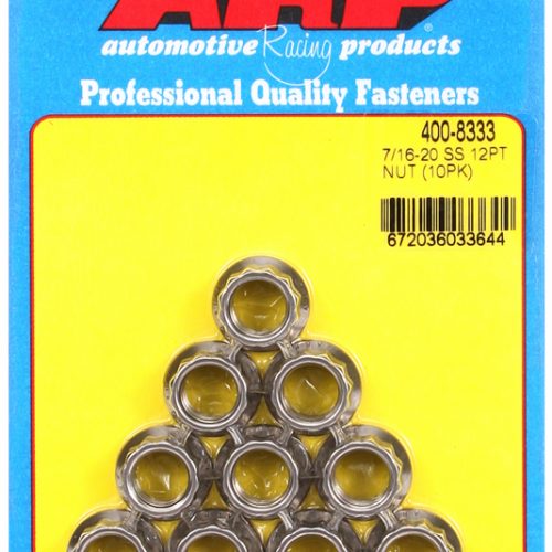 SS 12PT NUTS 7/16-20 UNF (10) 1/2″ WRENCH, .700″ COLLAR