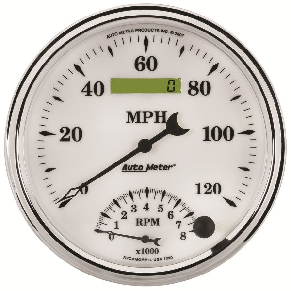 OLD TYME WHITE II 5" COMBO    120 MPH SPEEDO / 8000RPM TACHO