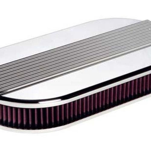 RIBBED AIR CLEANER LARGE OVAL DUAL CARB & K&N 15LX8-1/2WX3H
