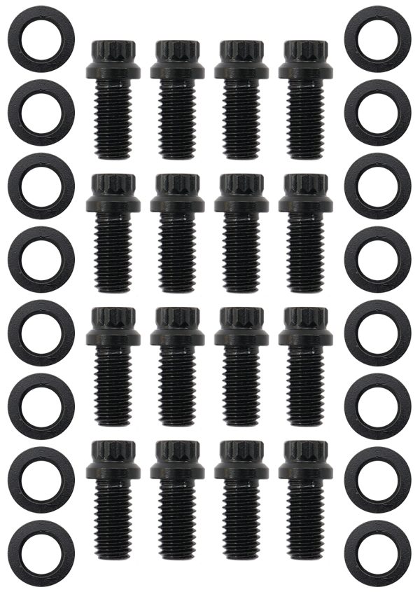 SMALL BLOCK CHEV HEADER BOLTS 12 POINT BLACK x 12 3/8 .750"