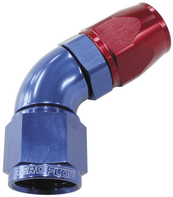 60 DEG -16AN FULL FLOW TEFLON HOSE END BLUE 1 PIECE FULLFLOW