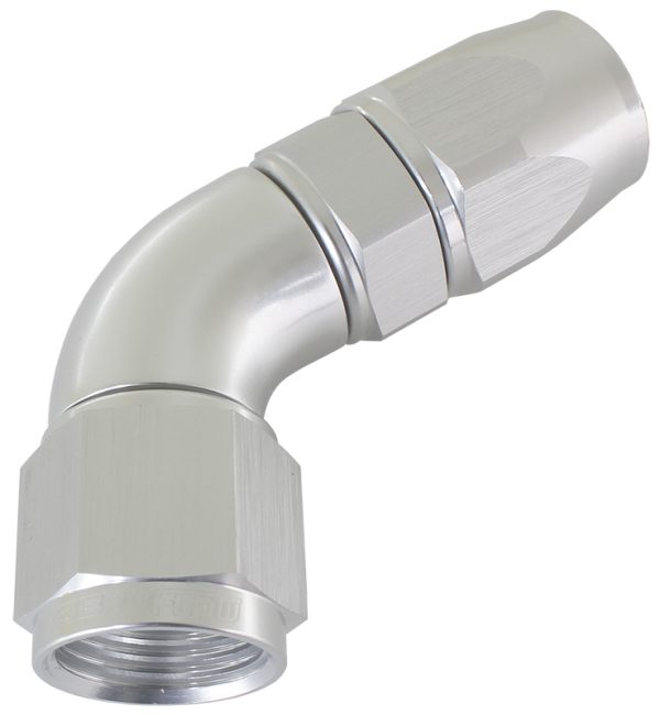 60 DEG -8AN FULL FLOW TEFLON  HOSE END SILVER 1 PIECE FULLFL