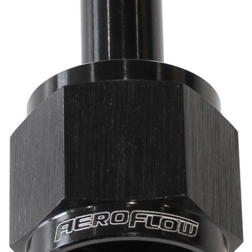 FEMALE -8AN TO 3/8″ BARB.     BLACK WITH TUBE NUT
