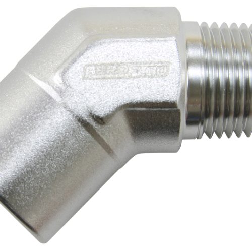 45 Deg Female – Male Elbow 1/8 NPT Silver