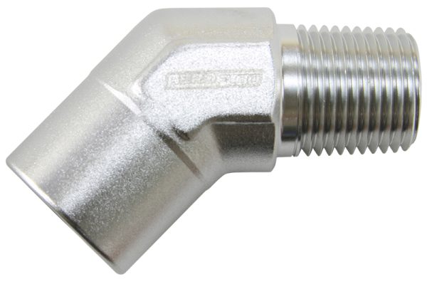45 Deg Female - Male Elbow 1/8 NPT Silver