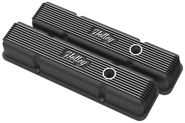 RETRO FINNED VALVE COVERS, SBCTALL, VINTAGE SERIES, BLACK