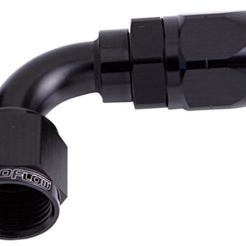 ALLOY 90 DEG HOSE END -20AN   BLACK CUTTER STYLE FULL SWIVEL