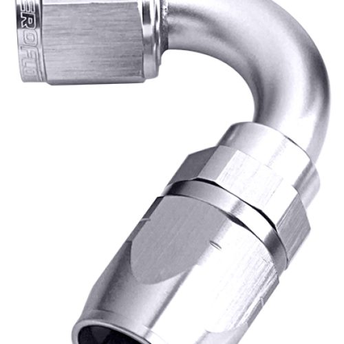 ALLOY 120 DEG HOSE END -8AN   SILVER CUTER STYLE FULL SWIVEL