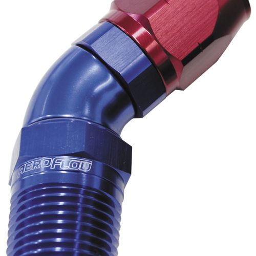 Male 1/2 NPT 45 Deg to -8 HoseBLUE FULL FLOW BILLET 1 PIECE
