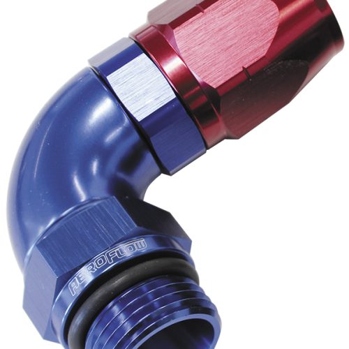 MALE HOSE END -12ORB to-10HOSEFULL FLOW BILLET 90 DEG BLUE
