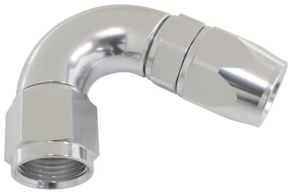 120 DEG -8AN FULL FLOW TEFLON HOSE END SILVER 1 PIECE FULLFL