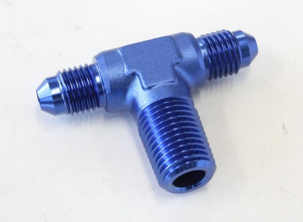 TEE -4AN WITH 1/4" NPT ON SIDEBLUE AN TEE WITH NPT ON SIDE