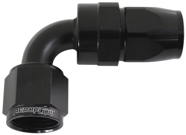 ALLOY 90 DEG HOSE END -3AN    BLACK SWIVEL NUT SUIT TEFLON