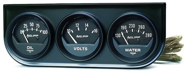 2 3 GAUGE CONSOLE, OIL/ WATER OIL/WATER/VOLT IN BLACK CONS