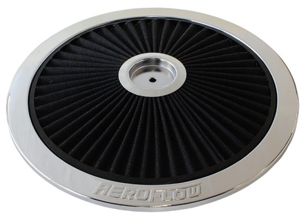 14" CHROME FULL FLOW TOP PLATEBLACK COTTON HI FLOW & FILTRAT