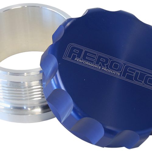 3″ ALUM WELD BUNG AND CAP     RAW WELD ON / BLUE CAP
