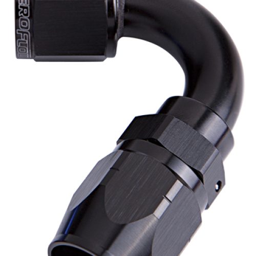 ALLOY 120 DEG HOSE END -4AN   BLACK CUTTER STYLE FULL SWIVEL
