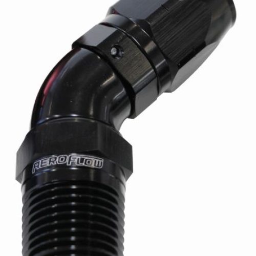 Male 1/4 NPT 45 Deg to -6 HoseBLACK FULL FLOW BILLET 1 PIECE