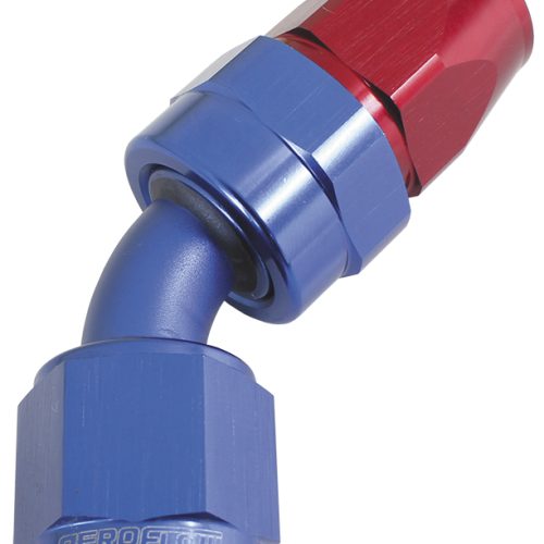 ALLOY 45 DEG HOSE END -20AN   BLUE FULL SWIVEL SUIT TEFLON