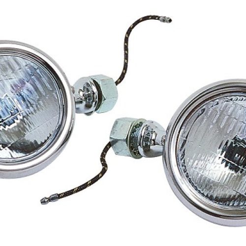 1932 DELUXE COWL LAMPS **PR** STAINLESS 12V W/AMBER TURN SIG